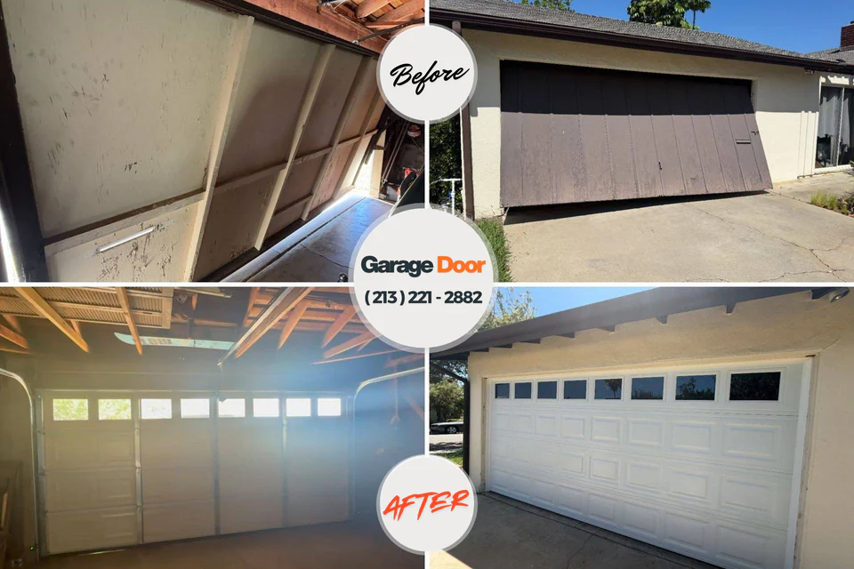 Before and after: garage door repair Franklin Furnace, OH